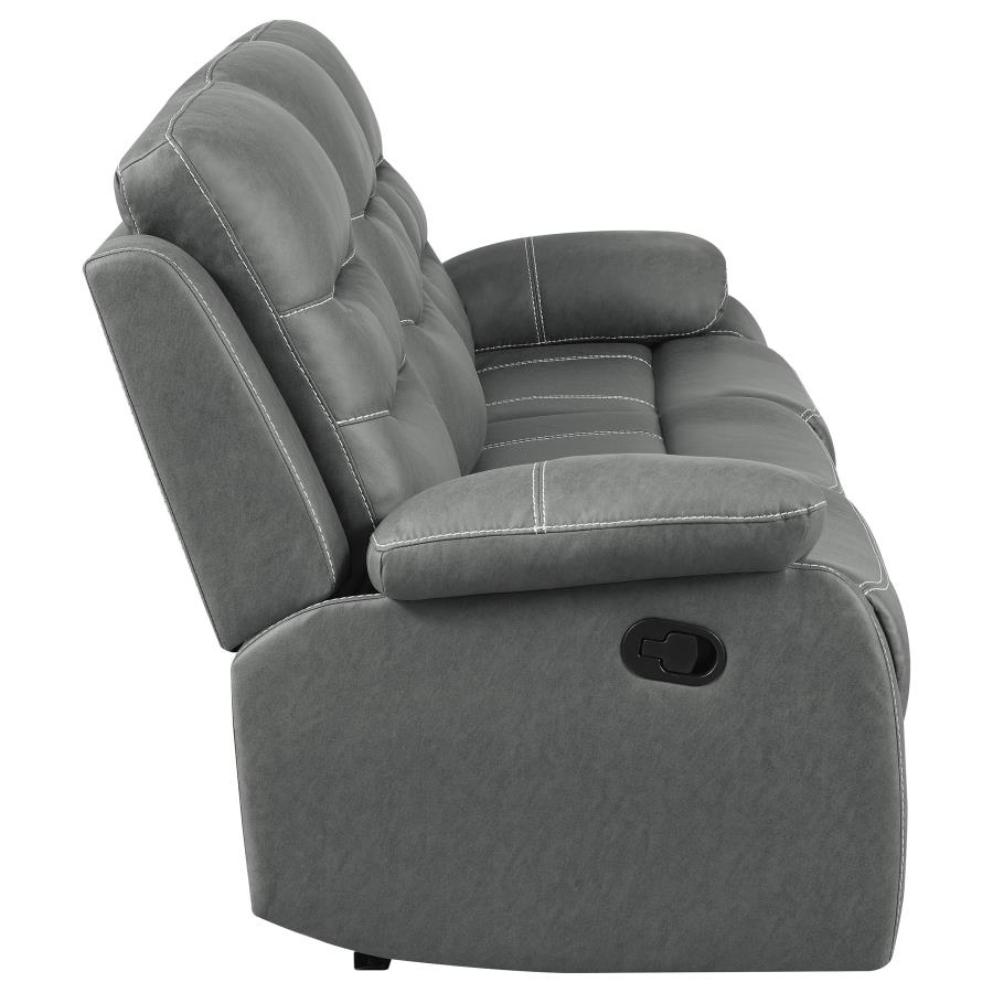 (image for) Nova Upholstered Padded Arm Reclining Sofa Dark Grey