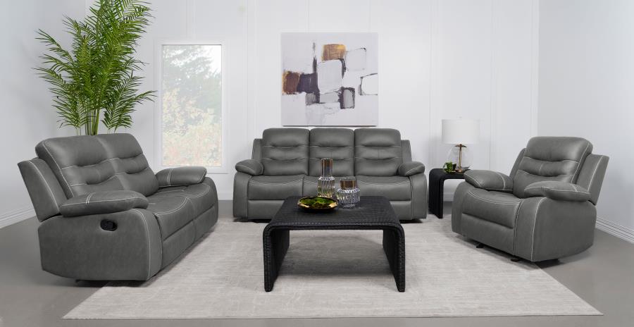 (image for) Nova Upholstered Padded Arm Reclining Sofa Dark Grey