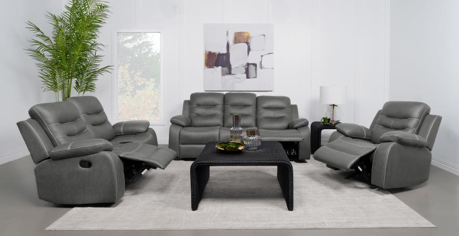 (image for) Nova Upholstered Padded Arm Reclining Sofa Dark Grey