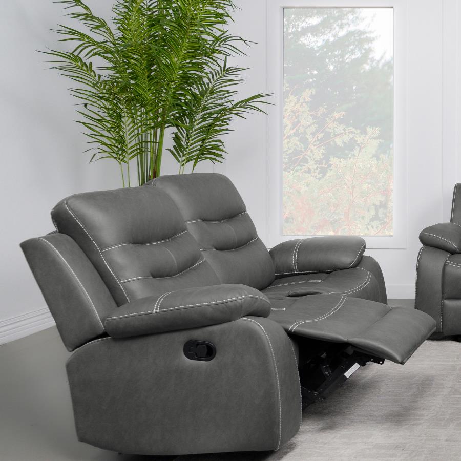 (image for) Nova Upholstered Padded Arm Reclining Loveseat Dark Grey