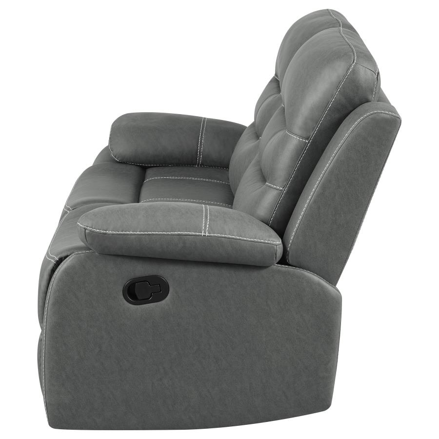 (image for) Nova Upholstered Padded Arm Reclining Loveseat Dark Grey