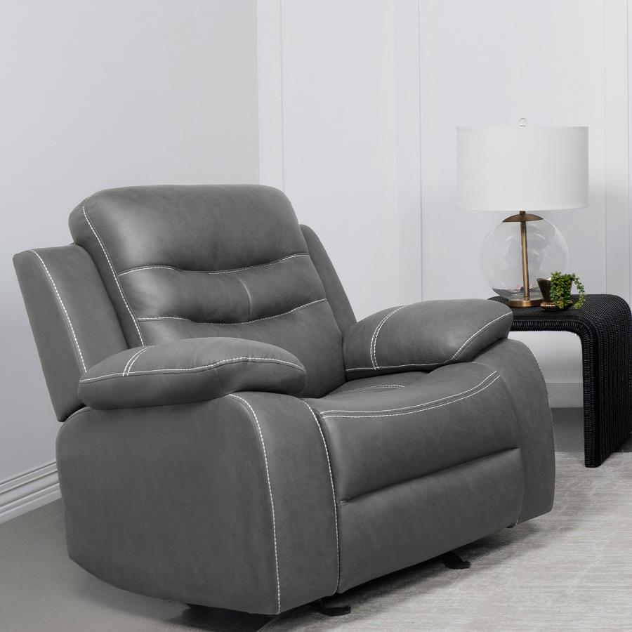 (image for) Nova Upholstered Padded Arm Glider Recliner Dark Grey