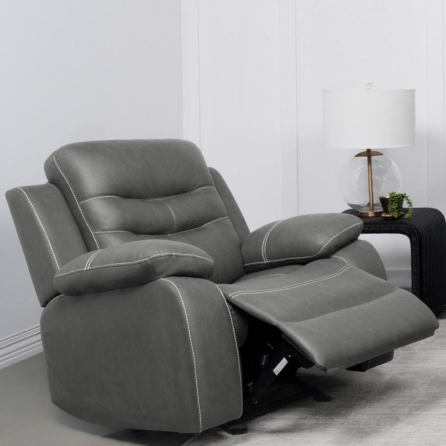 (image for) Nova Upholstered Padded Arm Glider Recliner Dark Grey