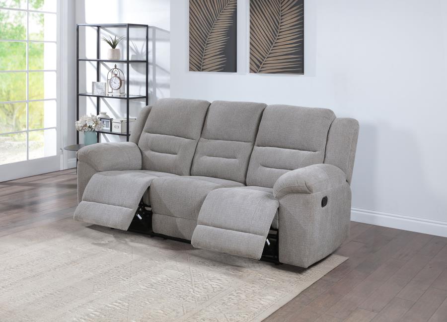 (image for) Gilson Chenille Upholstered Reclining Sofa Grey