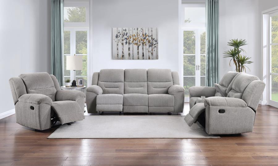 (image for) Gilson Chenille Upholstered Reclining Sofa Grey