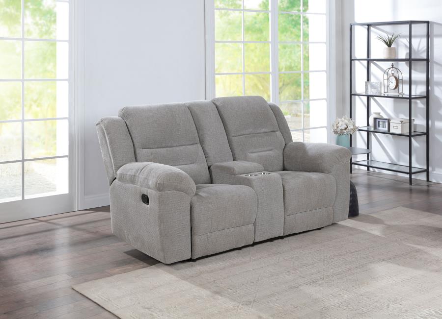 (image for) Gilson Chenille Upholstered Reclining Loveseat Grey