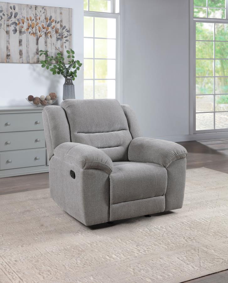 (image for) Gilson Chenille Upholstered Reclining Glider Recliner Grey