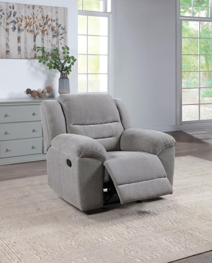 (image for) Gilson Chenille Upholstered Reclining Glider Recliner Grey