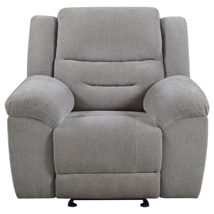 (image for) Gilson Chenille Upholstered Reclining Glider Recliner Grey