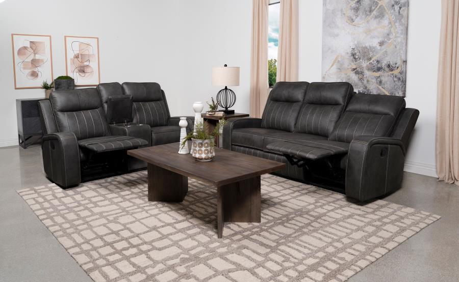 (image for) Raelynn 2-piece Upholstered Reclining Sofa Set Grey