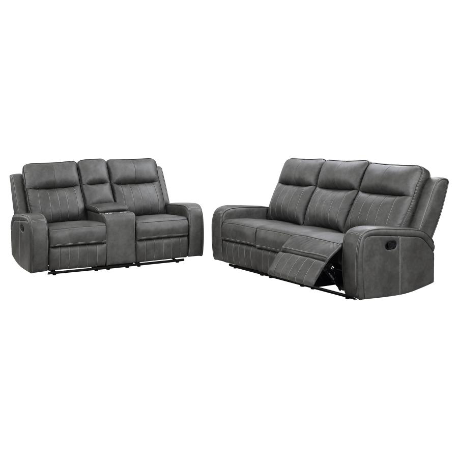 (image for) Raelynn 2-piece Upholstered Reclining Sofa Set Grey