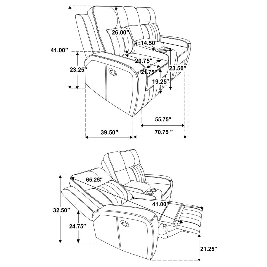 (image for) Raelynn 2-piece Upholstered Reclining Sofa Set Grey