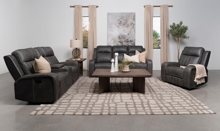 (image for) Raelynn 3-piece Upholstered Reclining Sofa Set Grey