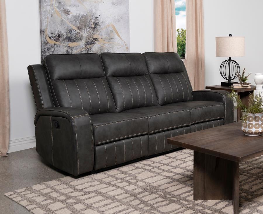 (image for) Raelynn Upholstered Track Arm Motion Sofa Grey