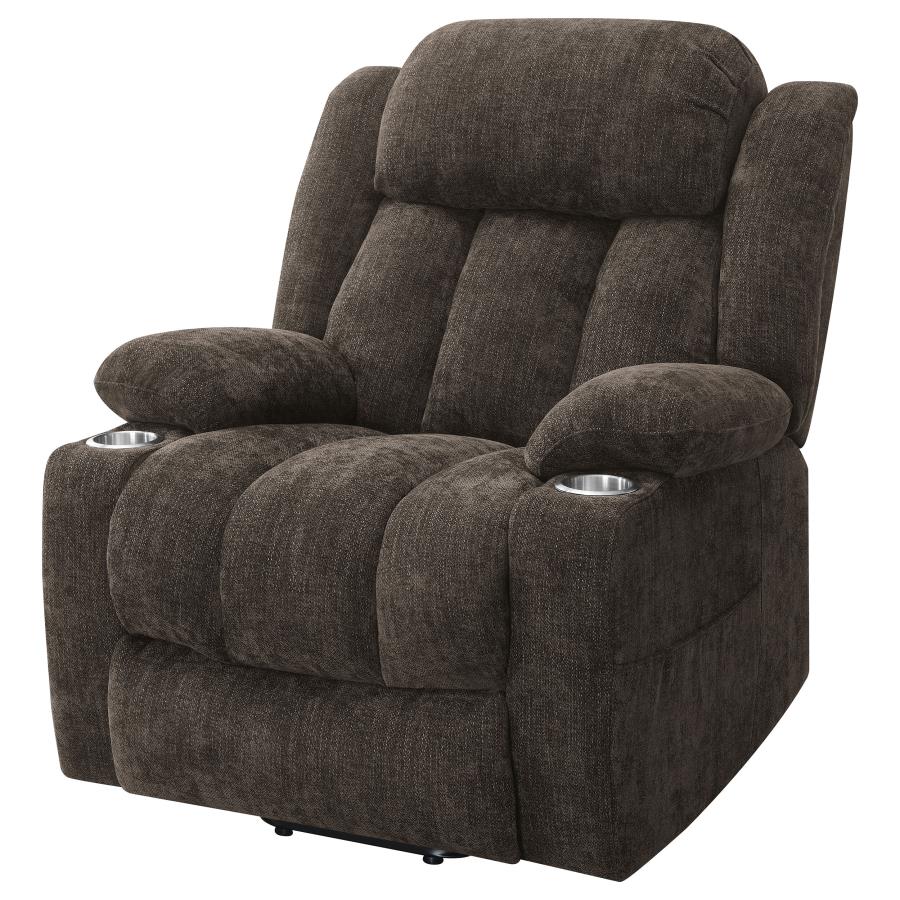 (image for) Houston Upholstered Power Lift Recliner Chair Dark Brown