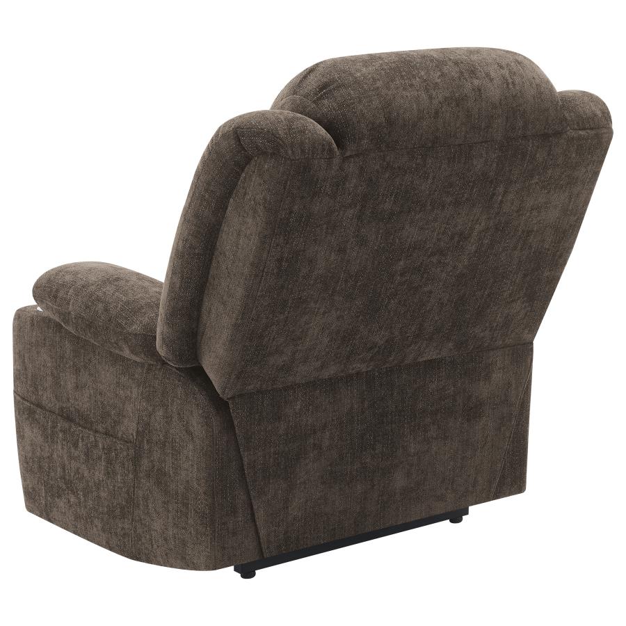 (image for) Houston Upholstered Power Lift Recliner Chair Dark Brown