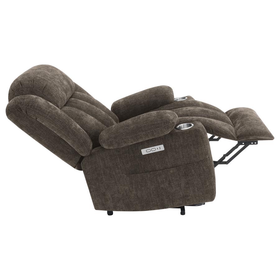 (image for) Houston Upholstered Power Lift Recliner Chair Dark Brown