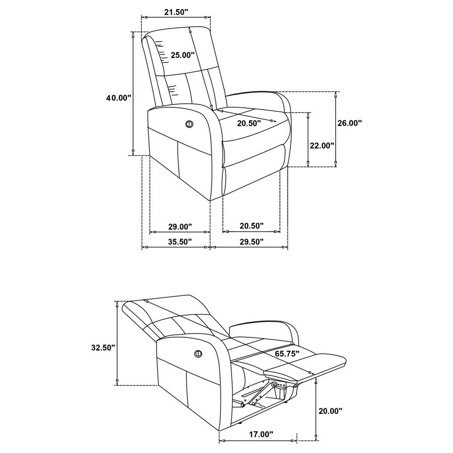 Modal Additional Images for Grant Fabric Upholstered Power Recliner Chair Camel