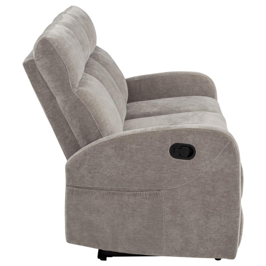Hamilton Chenille Upholstered Manual Reclining Sofa Sand