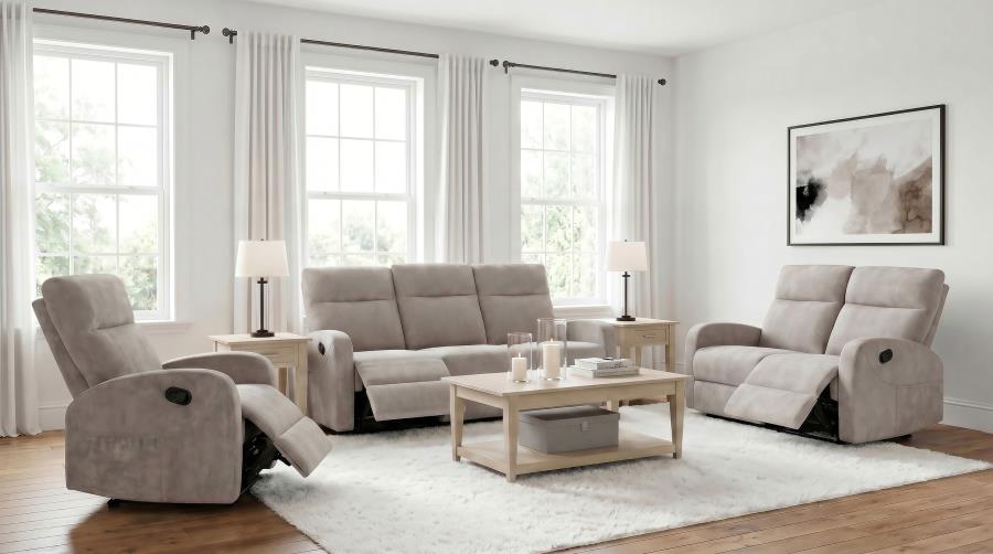 Modal Additional Images for Hamilton Chenille Upholstered Manual Reclining Sofa Sand