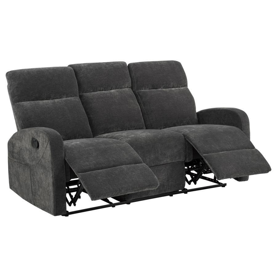 (image for) Hamilton Chenille Upholstered Manual Reclining Sofa Charcoal Grey