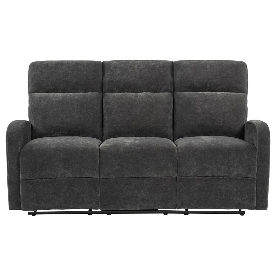 Hamilton Chenille Upholstered Manual Reclining Sofa Charcoal Grey
