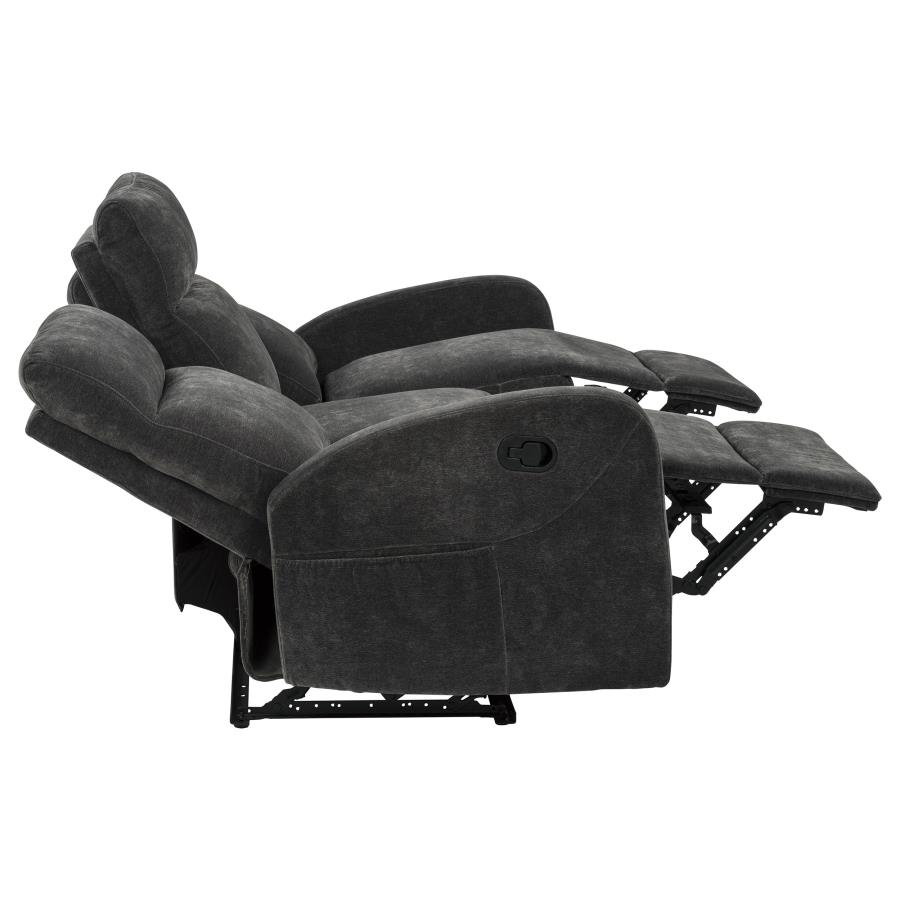 Hamilton Chenille Upholstered Manual Reclining Sofa Charcoal Grey