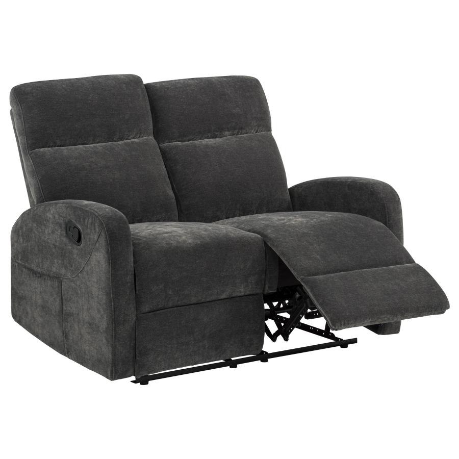(image for) Hamilton Chenille Upholstered Manual Reclining Loveseat Charcoal Grey