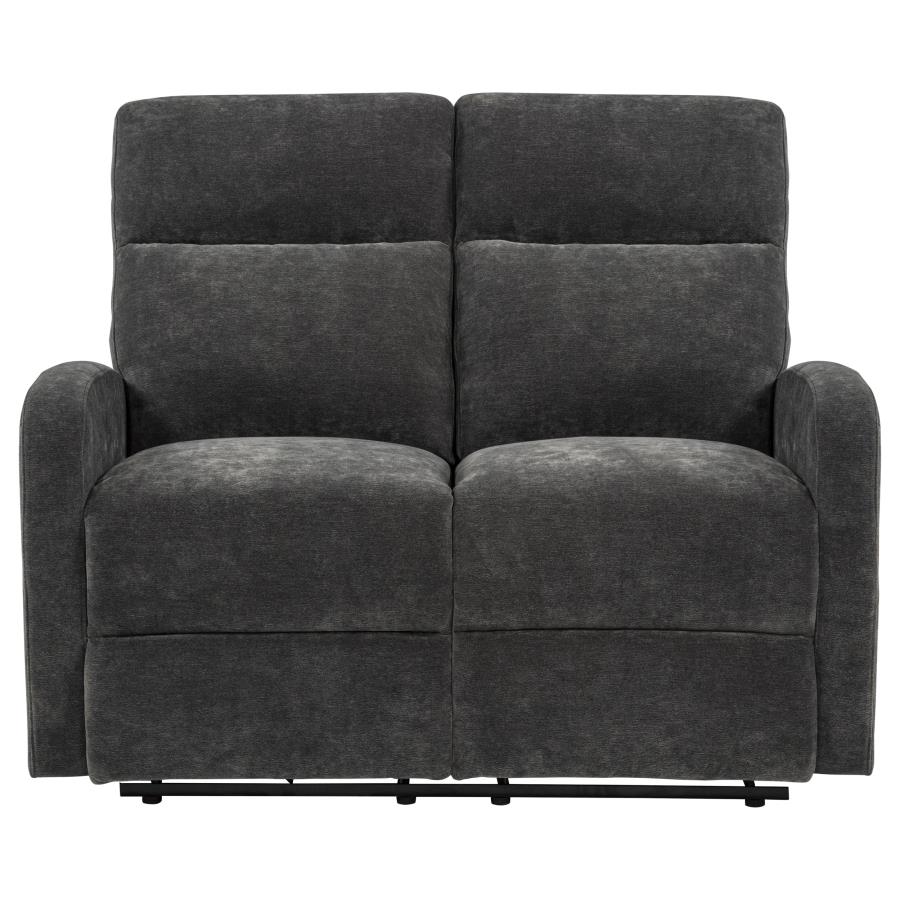 Hamilton Chenille Upholstered Manual Reclining Loveseat Charcoal Grey