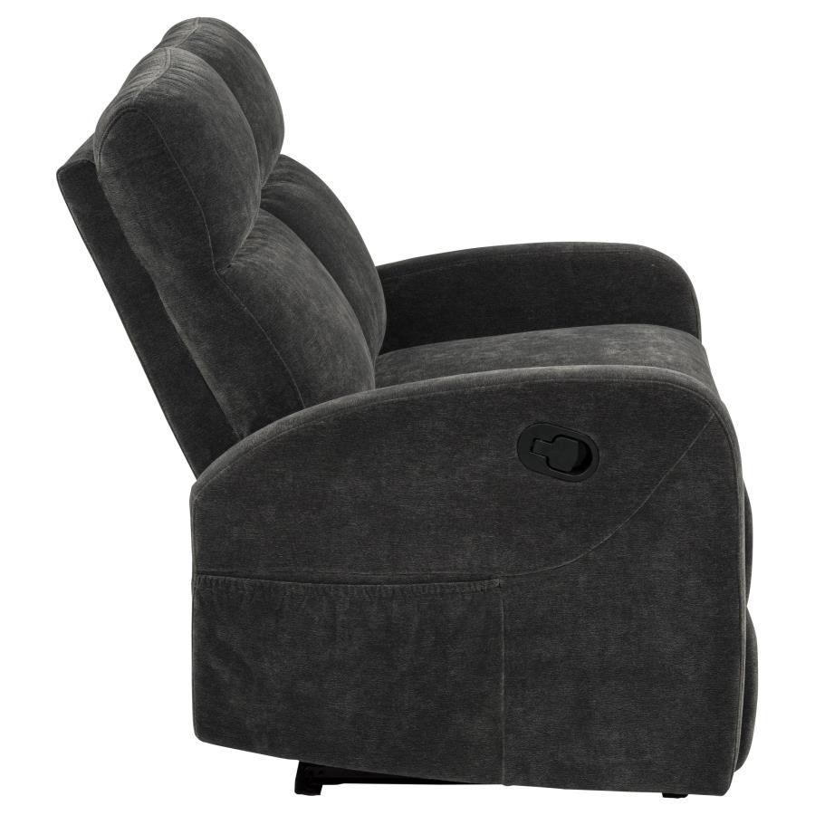 Hamilton Chenille Upholstered Manual Reclining Loveseat Charcoal Grey