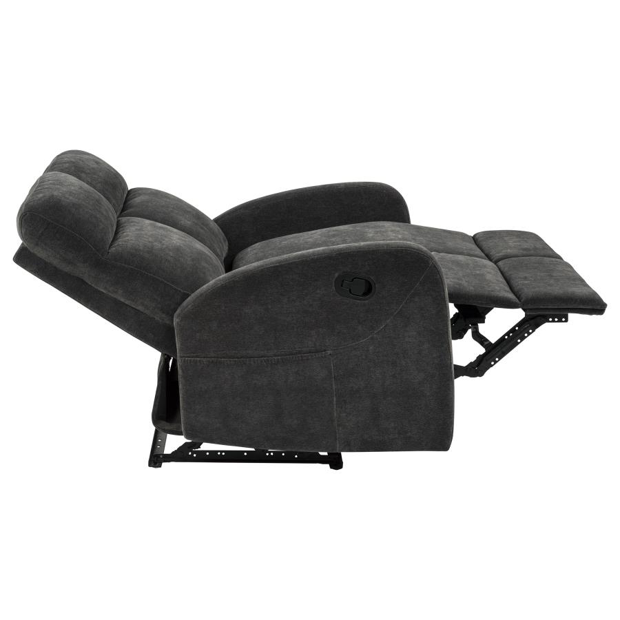 Hamilton Chenille Upholstered Manual Reclining Loveseat Charcoal Grey
