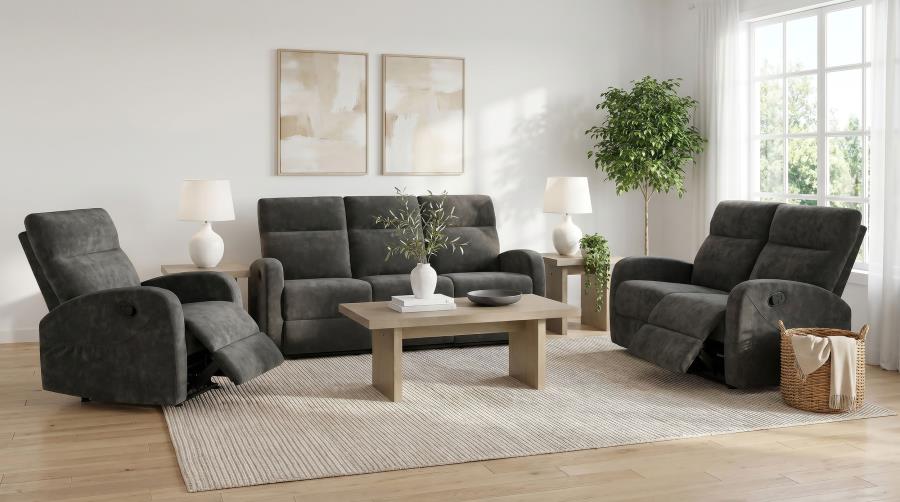 Modal Additional Images for Hamilton Chenille Upholstered Manual Reclining Loveseat Charcoal Grey