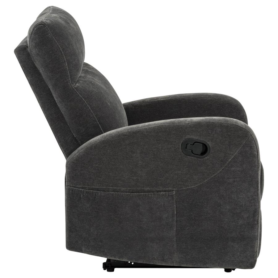 Hamilton Chenille Upholstered Manual Glider Recliner Charcoal Grey