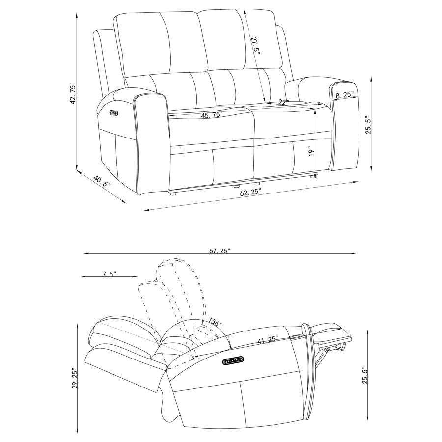 Brickston Triple Power Reclining Loveseat Charcoal