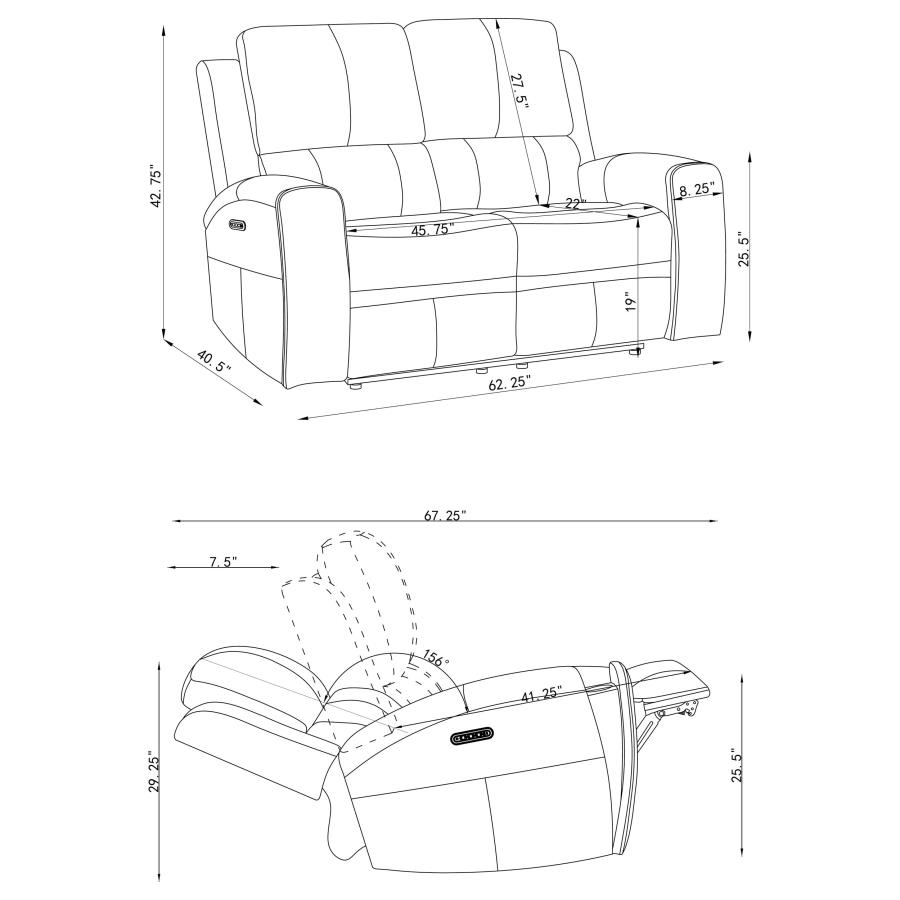 Brickston Triple Power Reclining Loveseat Grey