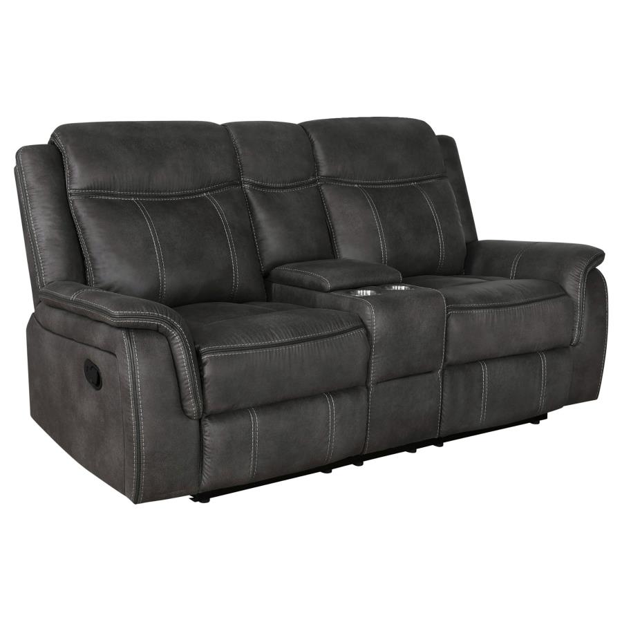 (image for) Lawrence 2-piece Upholstered Reclining Sofa Set Charcoal