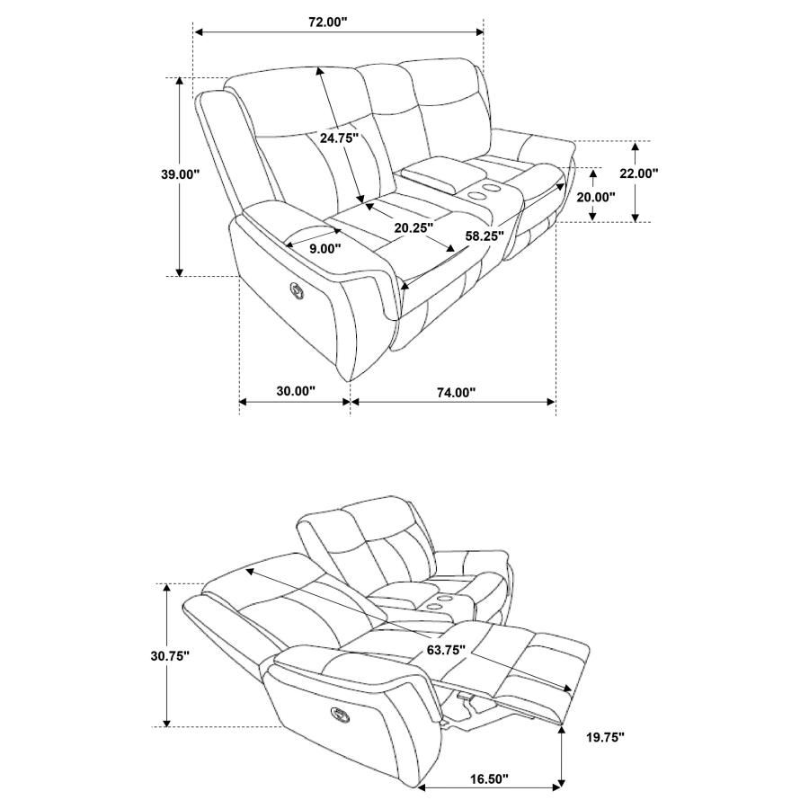 (image for) Lawrence 3-piece Upholstered Reclining Sofa Set Charcoal