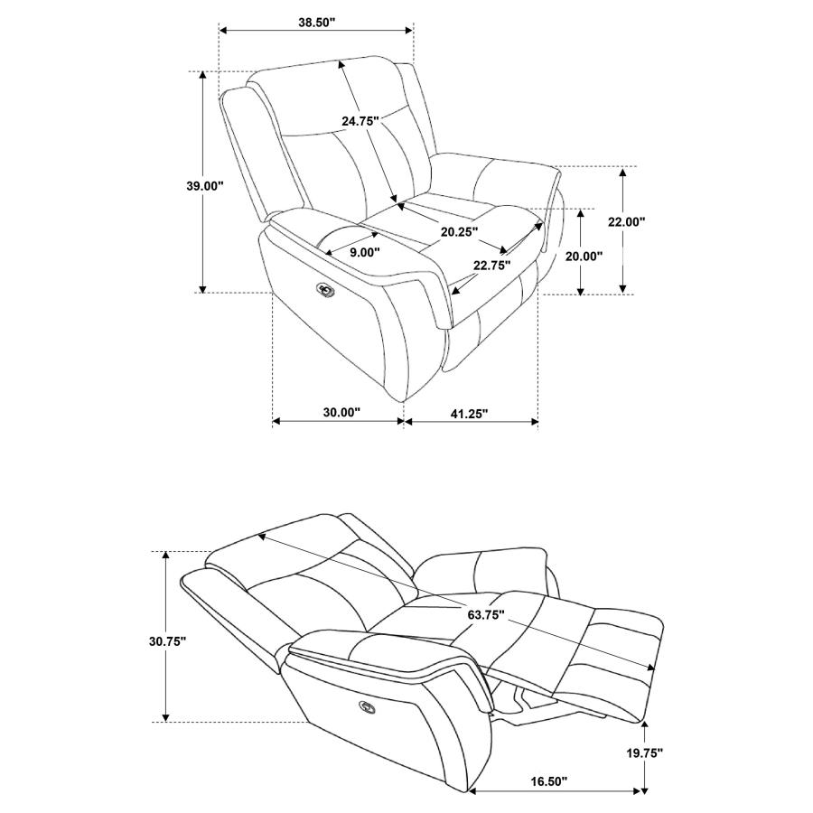Modal Additional Images for Lawrence 3-piece Upholstered Reclining Sofa Set Charcoal
