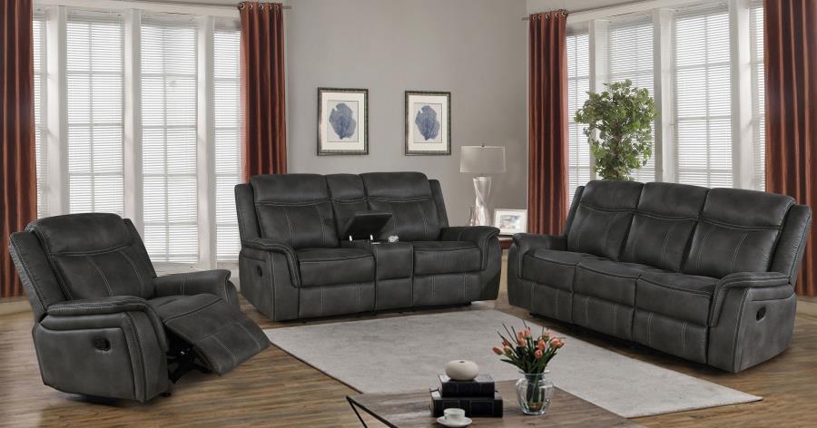 (image for) Lawrence Upholstered Padded Arm Reclining Loveseat Charcoal