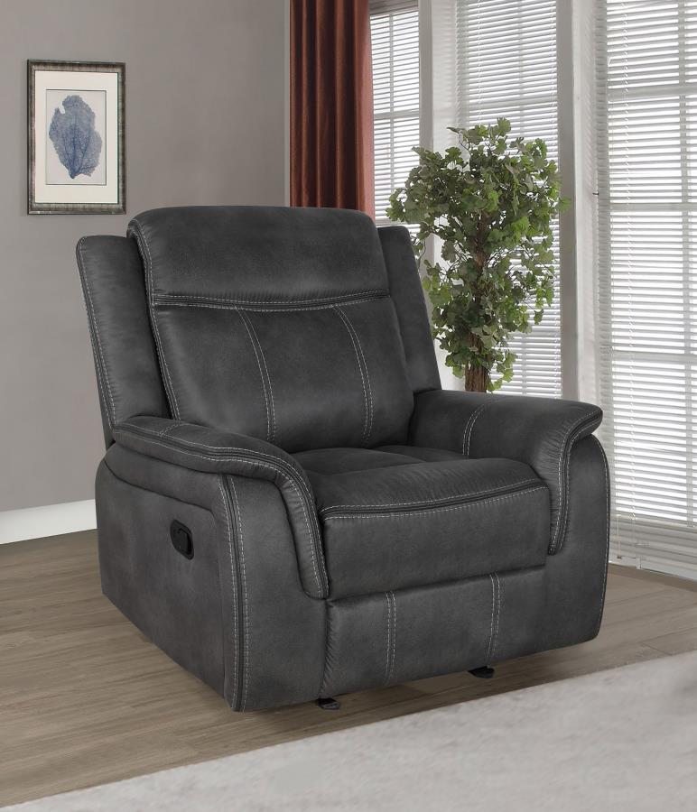 (image for) Lawrence Upholstered Padded Arm Glider Recliner Charcoal