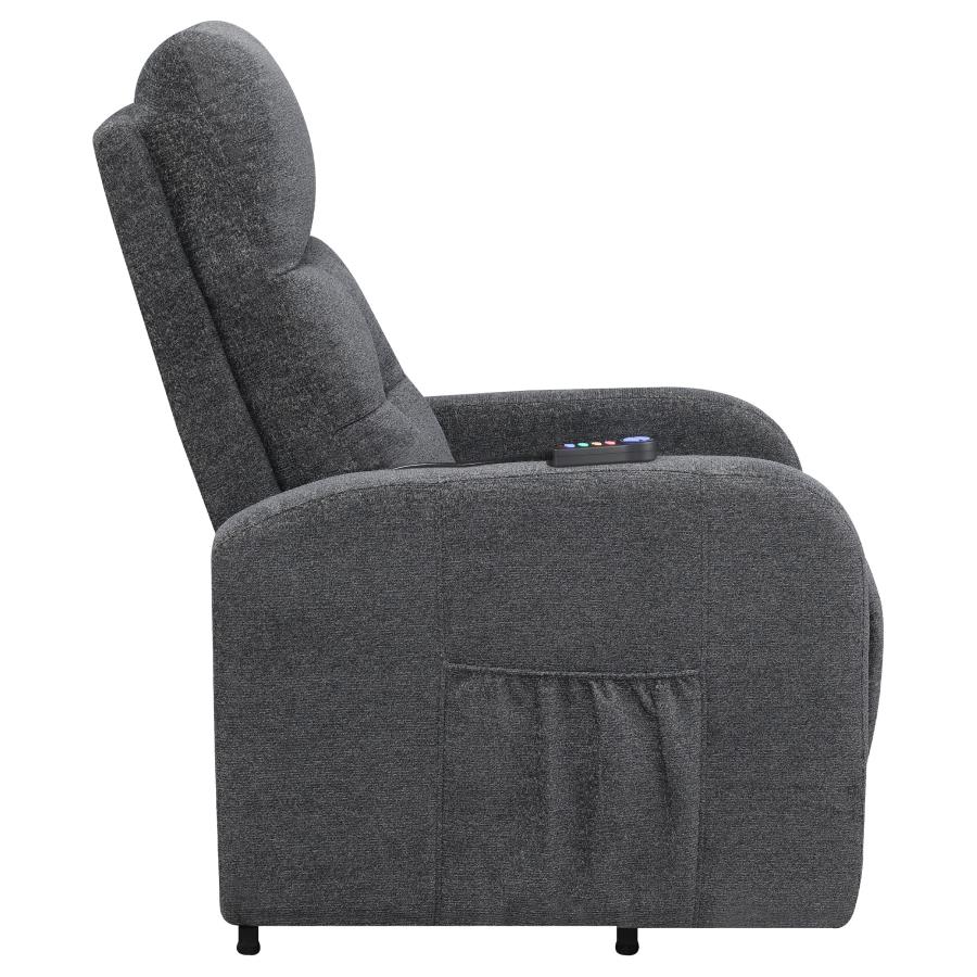 (image for) Howie Upholstered Power Lift Massage Chair Charcoal