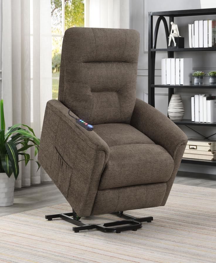 (image for) Henrietta Upholstered Power Lift Massage Chair Brown