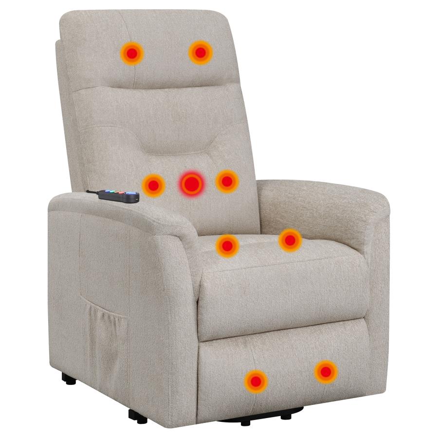 (image for) Henrietta Upholstered Power Lift Massage Chair Beige