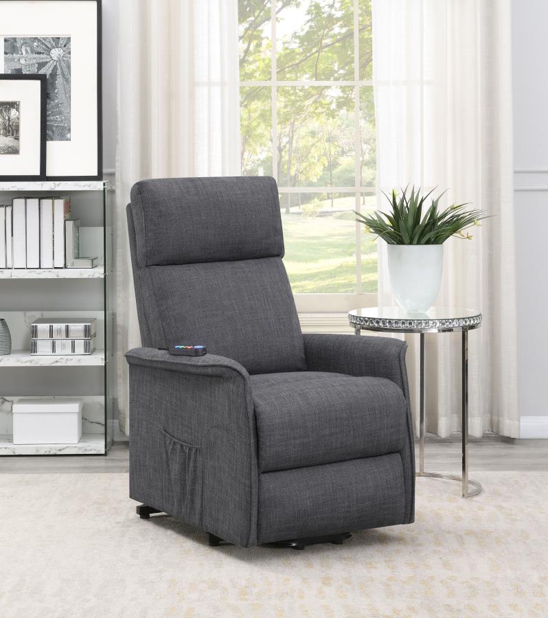 (image for) Herrera Upholstered Power Lift Massage Chair Charcoal