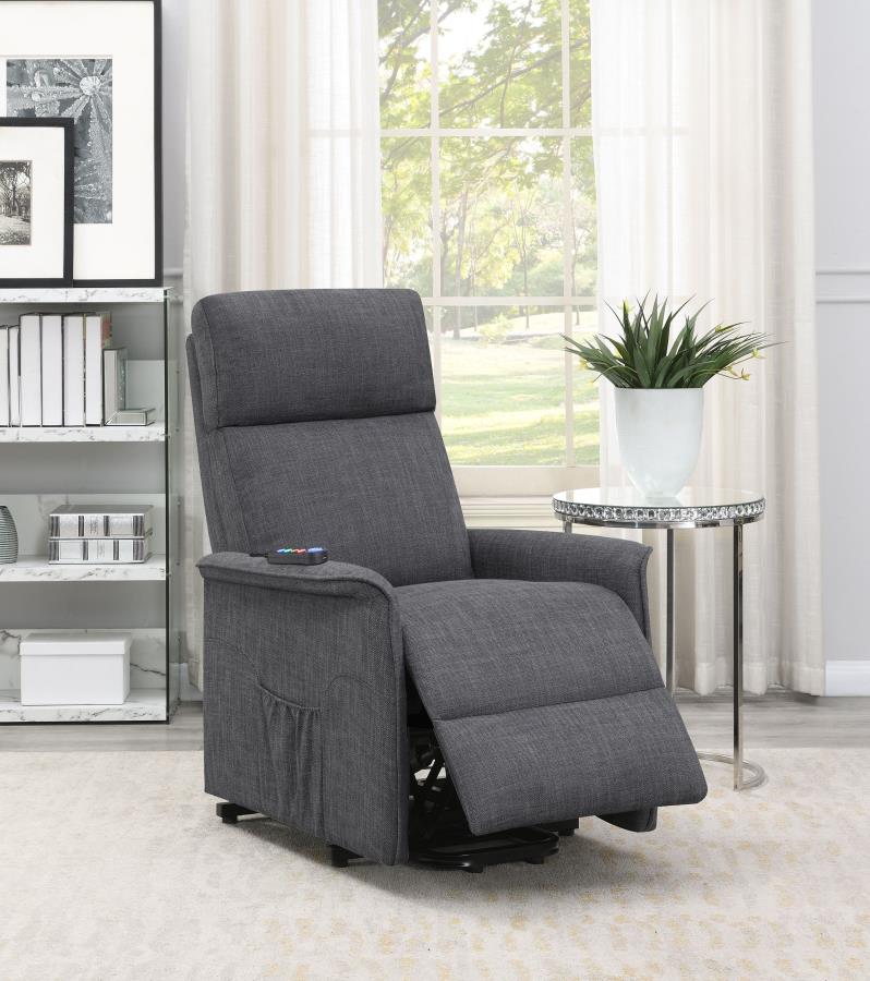 (image for) Herrera Upholstered Power Lift Massage Chair Charcoal