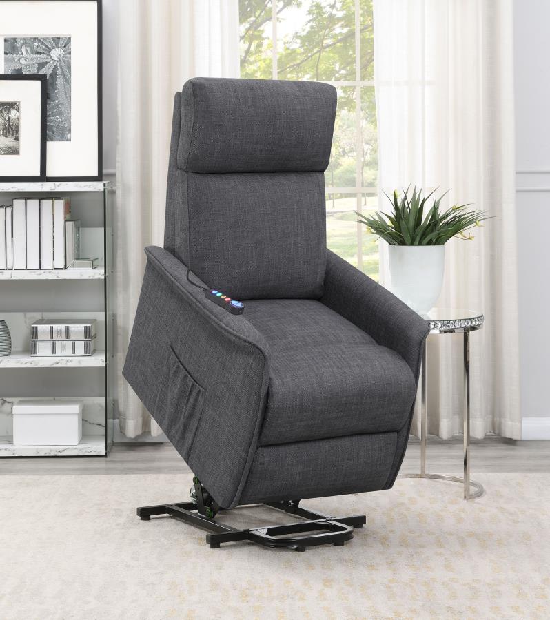 (image for) Herrera Upholstered Power Lift Massage Chair Charcoal