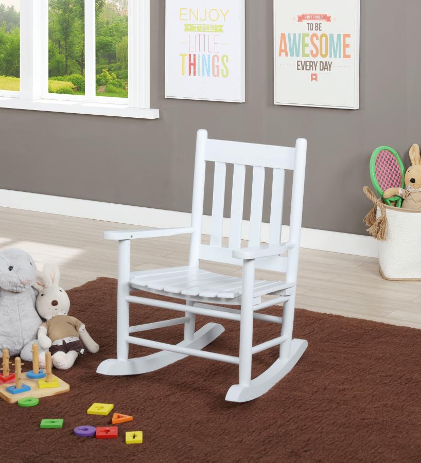 (image for) Annie Slat Back Solid Wood Kids Rocking Chair White