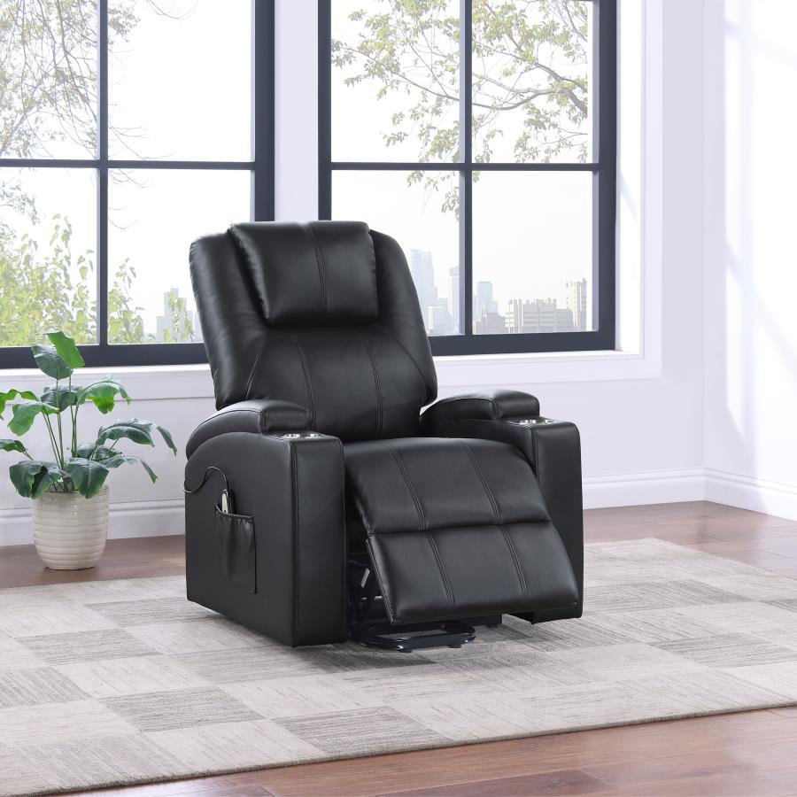 (image for) Armstrong Upholstered Power Lift Massage Recliner Black