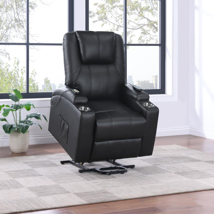 (image for) Armstrong Upholstered Power Lift Massage Recliner Black