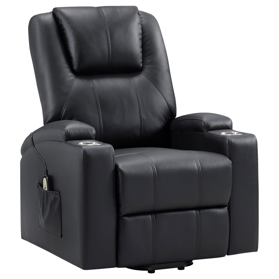 (image for) Armstrong Upholstered Power Lift Massage Recliner Black